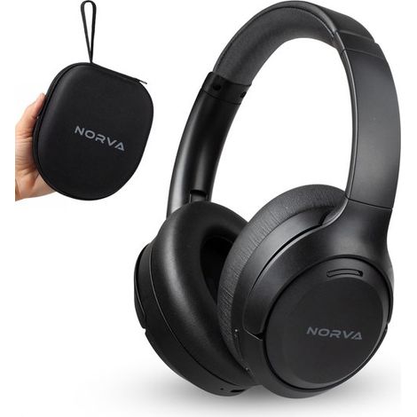 - Casque sans fil à réduction de bruit - Jusqu'à 60 heures d'autonomie - Réduction de bruit active jusqu'à 35 dB - Pliable - Casque circum-aural - Étui de rangement inclus - Noir (1/5)