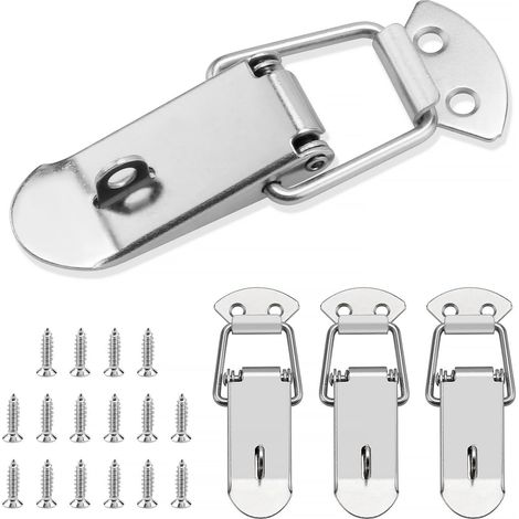 4 pièces fermeture à levier ressort 90mm avec crochet, pour coffret, tiroir, armoire, boîte à outils, vis M4x16 incluses. (1/5)