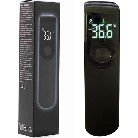 Thermomètre frontal noir mini portable sans contact infrarouge électronique de poche pour la maison