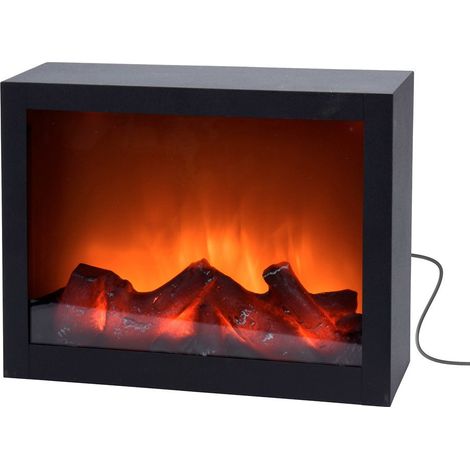 Cheminée électrique LED 29x10x23cm – Couleur noir métal – Avec fenêtre en verre – Adaptateur 4,5V/500mA (1/4)