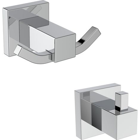 Accessoir Bundle Bad-Accessoires Set IOM SQUARE bestehend aus Handtuchhaken und doppelter Handtuchhaken, Chrom (1/5)