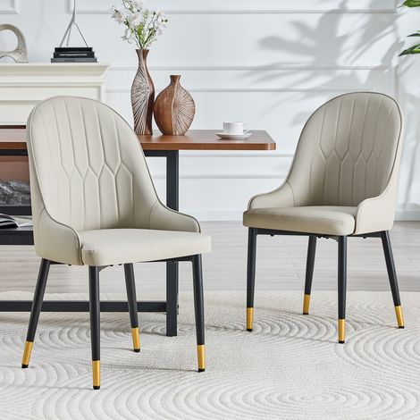 Silla de comedor 47,3x46x91 cm en PU gris cálido, lote de 2, moderna, salón, FloraGrace (1/5)