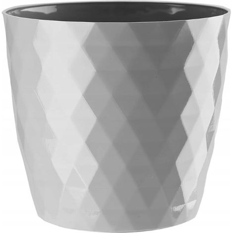 Pot de fleurs en plastique gris Cristal 14 x 12 cm (1/3)