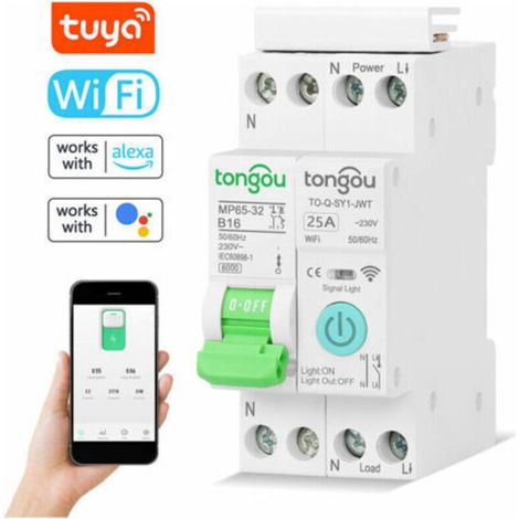 Interruttore automatico intelligente Tuya Wifi con telecomando wireless, controllo tramite app per cellulare, display intelligente, timer per apparecchiature domestiche, conto alla rovescia, modalità (1/4)