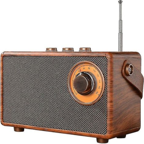 Retro-FM-Radio, tragbares Bluetooth-Radio aus Holz, Basslautsprecher, Freisprechfunktion, MP3-Player, unterstützt USB-/TF-Karten
