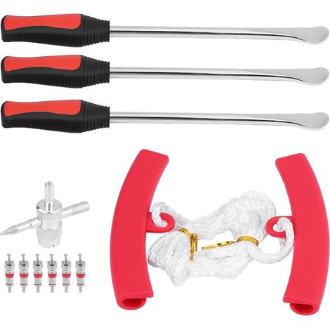 3 x Démonte-pneus pour moto, 11 pouces, acier trempé chromé, avec protections de jante et accessoires de montage (1/5)