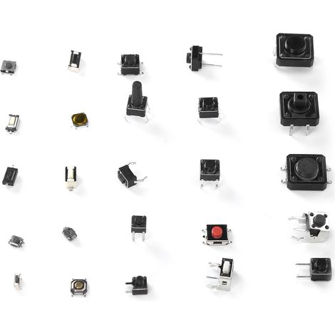 Kit d'assortiment de 125 interrupteurs à bouton-poussoir tactiles micro-momentanés 12 V 50 mA, 25 valeurs (1/5)