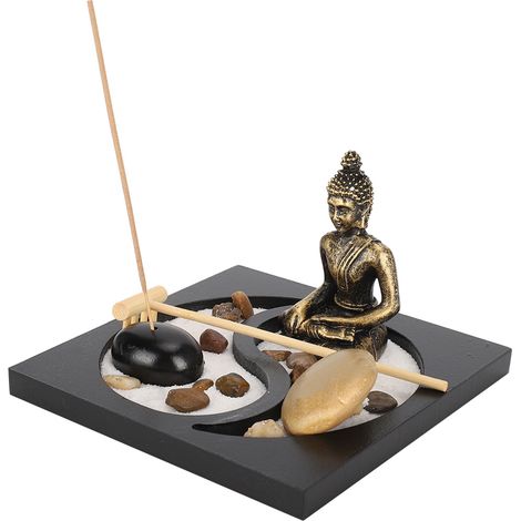 Plateau à sable décoratif de style zen avec Bouddha, ornement innovant pour salon, artisanat en résine, 1907 (1/5)