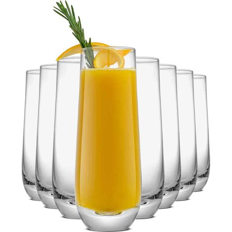 Stiellose Champagnerflöten 280 ml - JINFGERNE - 8er-Set aus Kristall, elegant, leicht und spülmaschinenfest, ideal für Ihre Feierlichkeiten (1/5)
