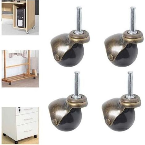 Lot de 4 roulettes pivotantes 360 degrs avec plaque suprieure, roulettes billes de 2 pouces avec tige de prhension (1/5)