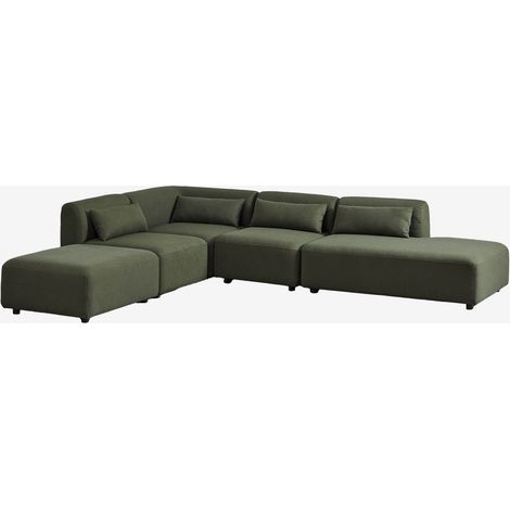 SKLUM 4-teiliges modulares Ecksofa mit Chaiselongue rechts und Fogler-Hocker                                   