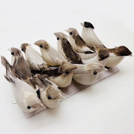 Lot de 12 Oiseaux Artificiels en Plumes, Oiseaux Artificiels Oiseau à Plumes Colorées avec Fil pour Jardin, Printemps, Décoration (1/5)