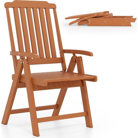 Sedia pranzo HDPE resistente intemperie braccioli giardino patio pieghevole schienale curvo plastica Marrone (1/4)