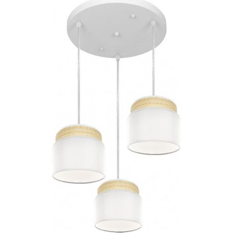 FABRILAMP Plafoniera a 3 luci Kandy bianco/naturale Dimmerabile