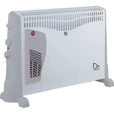 Convecteur mobile turbo 2000W – 3 allures de chauffe 750/1250/2000W – Thermostat mécanique – Dimensions 69.5x20x44.5cm – Blanc/ gris – Dx Drexon (1/4)