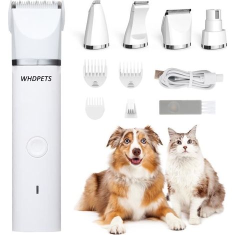 Tondeuse Pour Chien Chat ®WHD© Rasoir Sans Fil Avec 4 Lames Tondeuse Animaux Électrique Professionnelle Détachable Céramique (1/4)