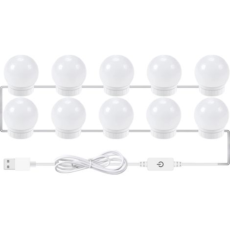 NALOOKAMIC Luminaire pour miroir de maquillage - Éclairage tactile à trois couleurs avec mémoire (blanc naturel, blanc chaud, blanc froid) (1/2)