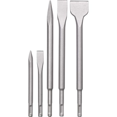 SDS-Plus Jeu de burins marteau, jeu de 5 burins pour la pierre et le béton dans un coffret en plastique (1/5)