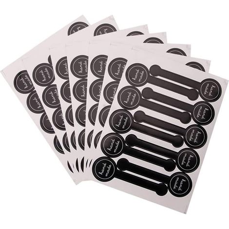 100 étiquettes autocollantes, bandes de fermeture noires « Fait main » (1/5)
