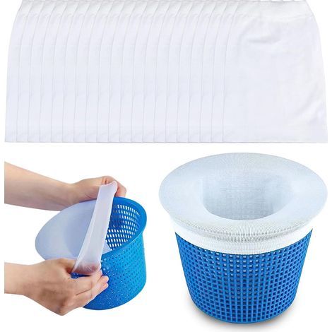 30-teiliges Set Poolskimmer-Socken, wiederverwendbare Poolfilter-Socken, Poolskimmer-Socken für Poolkörbe, fängt Schmutz, Blätter und Haare auf, ideal für eingelassene Pools und (1/5)