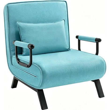 Faltbarer 3-in-1 Schlafsessel in Blau aus Leinen und Metall MODENUIT (1/5)