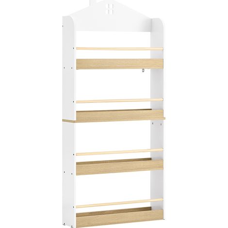SoBuy Kinderregal mit 4 Fächern Weiß 60x15x130,5cm Funktional KMB121-WN