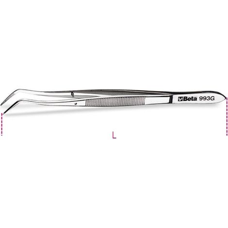 PINZETTA A MOLLA CON PERNO A PUNTE CURVE A GOMITO ARROTONDATE ART. 993G
