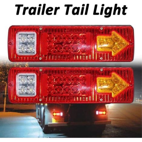 GROOFOO 2pcs 12V feu arrière de remorque de Camion 19 LED feu Stop étanche Clignotants inversés Feux arrière Feux de Licence pour Camping-Car remorque camionnette motoneige (1/5)