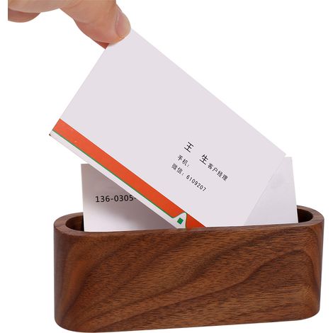 【Aufbewahrungsbox】 - 【Visitenkartenhalter】 - Aus Buche oder Walnuss - Handgefertigte Organizer-Box aus Holz für den Schreibtisch (11 x 3 x 4 cm, 50 g) - 1 Stück (1/5)