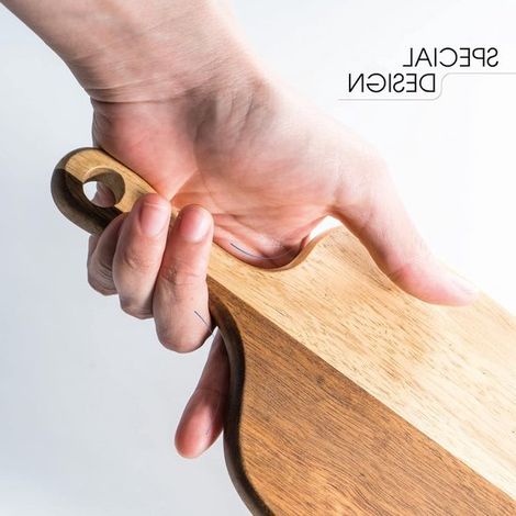Tagliere in legno di acacia con manico, di piccole dimensioni, per formaggi, carne e verdure, 41 cm (1/5)