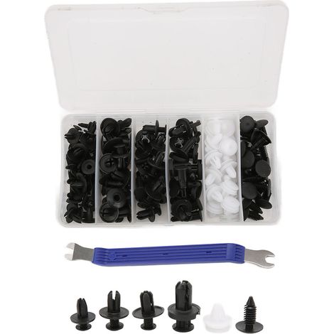 100 attaches de fixation rivets poussoir assortiment avec tournevis universel pour garniture de portière carrosserie (1/5)