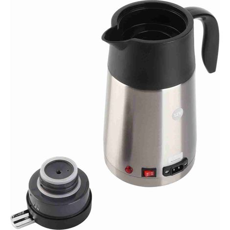 Bouilloire électrique de voyage 12 V 1300 ml en acier inoxydable, idéale pour la voiture, le camion ou les voyages. (1/5)
