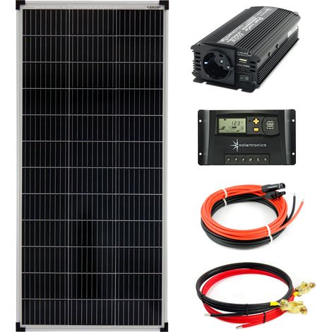 Komplettset 1x100Watt 12Volt 1200mm Spannungswandler 600W 10A Laderegler gelb Solar Inselanlage (1/5)