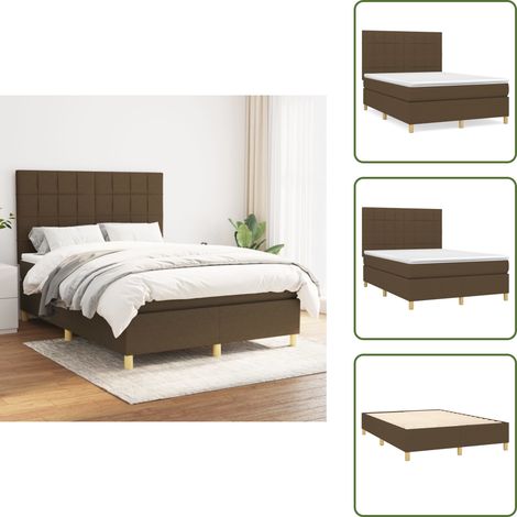 Letto con materasso a molle insacchettato - vidaXL Giroletto a Molle con Materasso Marrone Scuro 140x190cm Tessuto - Letto con materasso morbido
