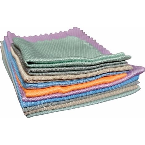 Lot de 10 chiffons de nettoyage en microfibre non pelucheux super absorbants pour fenêtres, vaisselle, tasses et surfaces de cuisine - 25 x 25 cm et 30 x 40 cm (1/5)