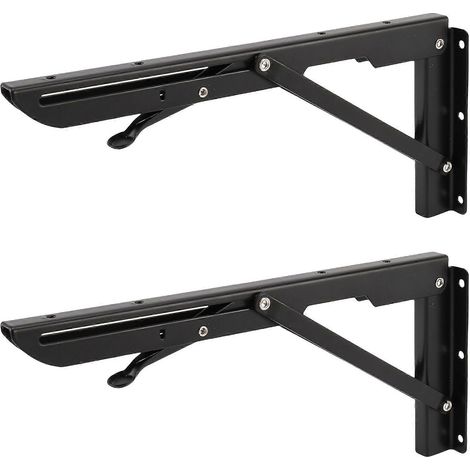 Lot de 2 supports d'étagère pliables de 30 cm (12 pouces) en métal robuste, fixation murale flottante. (1/5)