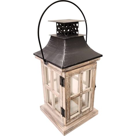Lanterne décorative vintage en bois rustique pour centre de table de mariage, décoration murale, fête, décoration d'intérieur, extérieur, Noël (style A) (1/5)