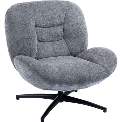 Fauteuil pivotant assise large. Accoudoirs intégrés. Chenille. Gris foncé. (1/5)