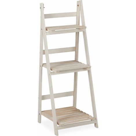 Scala per fiori M decorativa per balcone 51 x 41 x 25 cm salva-spazio in stile chic in legno bianco 130006940