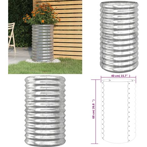 Pflanzkübel Pulverbeschichteter Stahl 40x40x68 cm Silber - Pflanzkübel - Hochbeet - Gartendekoration - Balkonpflanzen - Stahltöpfen - Home & Living (1/5)