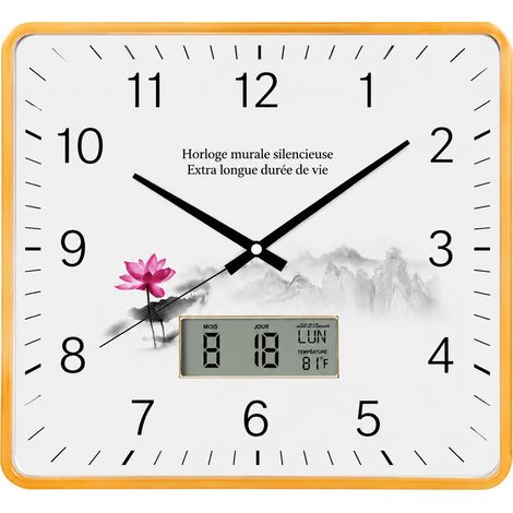 Horloge murale moderne dorée 26x26 cm avec calendrier perpétuel LCD 26 doré réf 2399 – Livraison gratuite