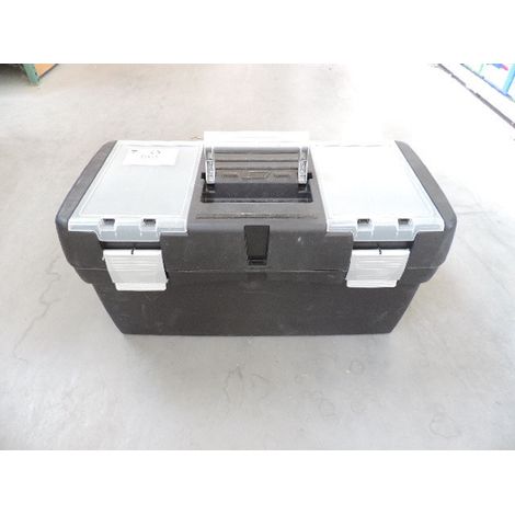 Valise vide pour outillage en plastique noir 570x250x280mm 3 compartiments + etage Eid (1/2)