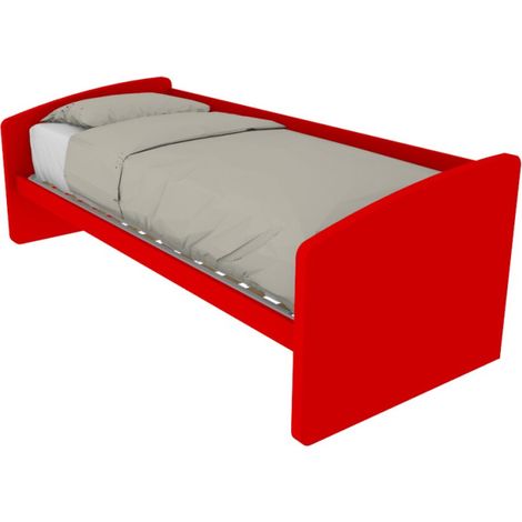 Divano letto singolo italiano con rete a doghe in faggio - 80x190 cm - Rosso (1/5)