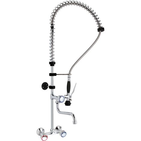 Rubinetto da cucina con bocca e doccetta per montaggio a parete, altezza 101 cm - Hendi 810293