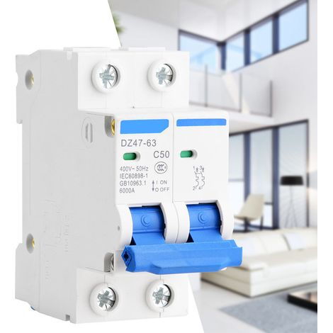Disjoncteur modulaire DZ47-63 2P 50A 400VAC Protection différentielle Interrupteur automatique (1/5)