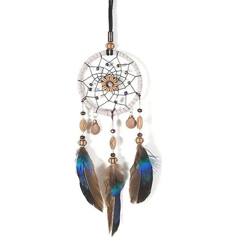 Attrape-rêves en plumes pour intérieur de voiture, pendentif pour rétroviseur, attrape-rêves en plumes, breloque de voiture, C (1/4)