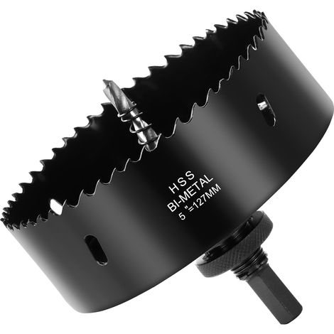 127mm Bi-Metal Hole Saw Circular Hole Saw Wood Hole Saw with SDS Plus Shank and Hexagonal Hole Saw for Drilling PVC, Wood Fiber, Soft Metal - Black (1/5)