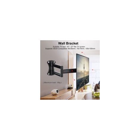 Support mural inclinable et pivotant pour écran plat LED/LCD de 10 à 27 pouces