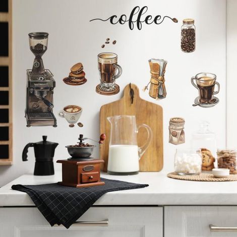 Sticker Mural - Tasse De Café - Décoration Murale Pour Cuisine Et Salle À Manger - PVC Étanche - 3 Pièces De 30 X 60 Cm (1/5)