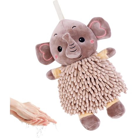 Serviettes Puffball Absorbante, séchage Rapide, décorative Pompon éléphant mignon Pour Salle De Bain, Cuisine, Spa, Gym, Plage, Bord De Piscine, Garçons, Filles, , Adultes, (1/5)